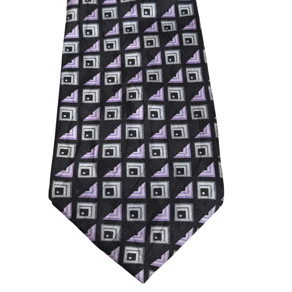 Carlos Devenezia silk necktie tie black purple gray